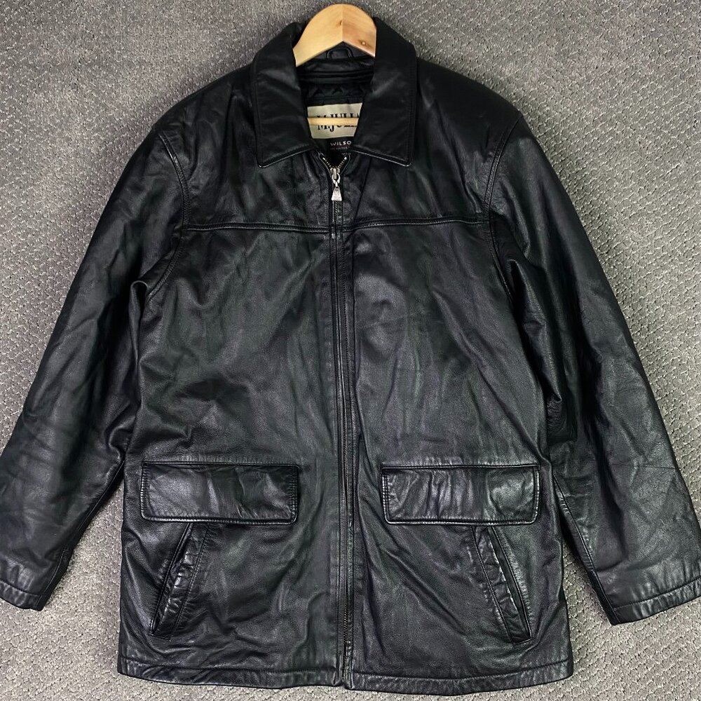 Vintage Wilsons M Julilan Leather Jacket Men's Small Black Full Zip Up Liner